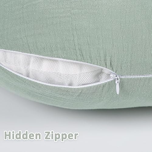 Miniatura 3 de DILIMI Juego de 2 fundas de almohada de muselina para lactancia, fundas de asiento de automóvil para bebés, suaves y transpirables, a cuadros verdes