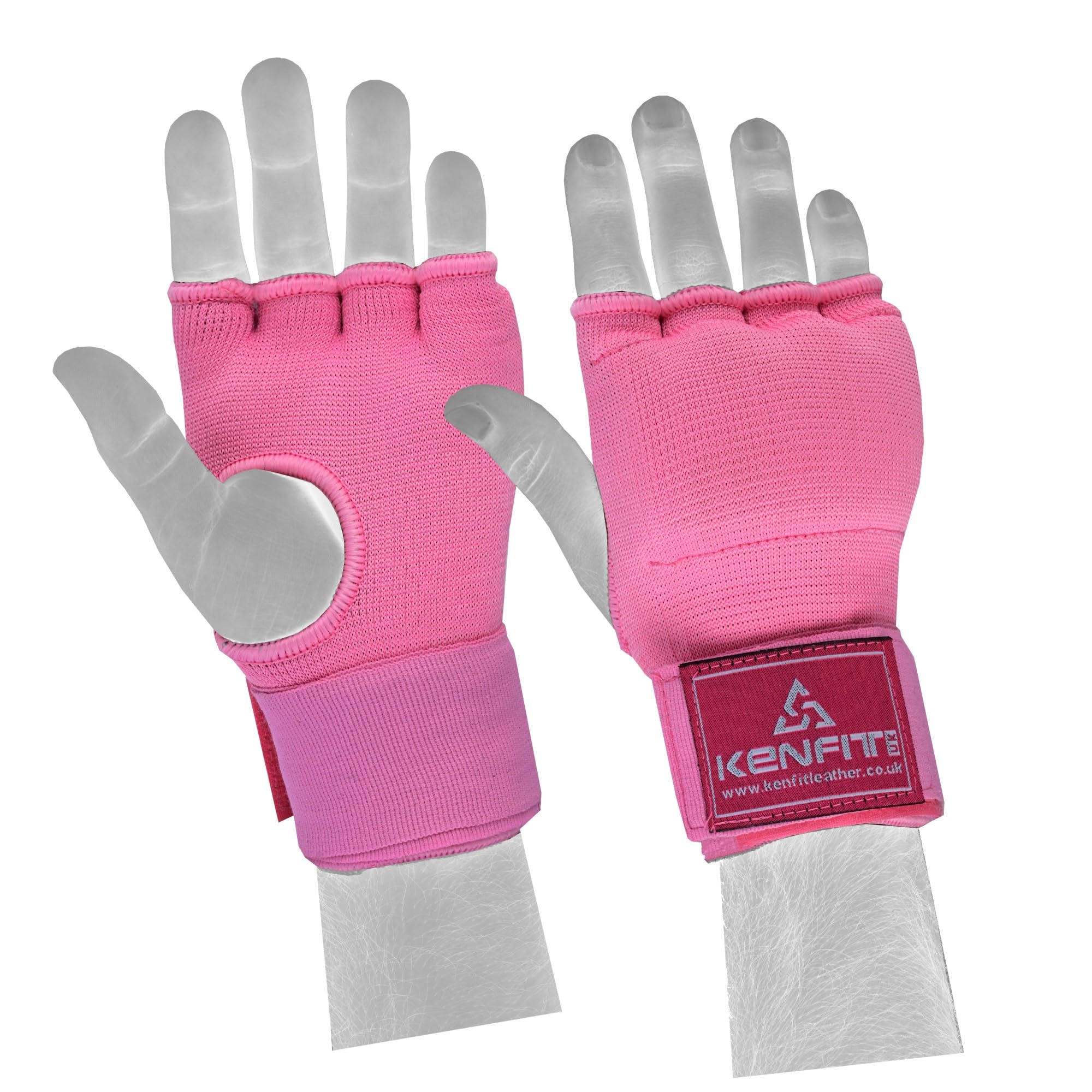 Kenfit® Gel Padded Inner Boxing Gloves - Quick Wrap Hand Protection for MMA, Muay Thai, Kickboxing, and Training (PINK, S)