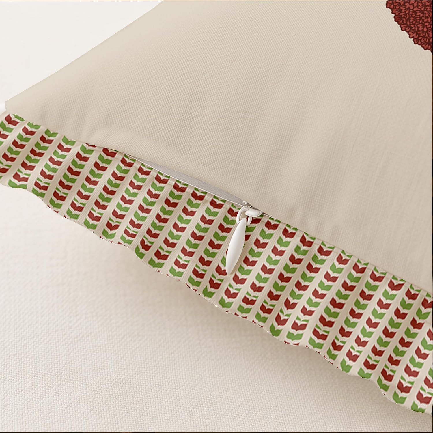Farmhouse Style Frill Pillow Covers 16x16 Cotton Cushion Covers Set of 2, Floral Print, Double Side Printed, Zipper Closure