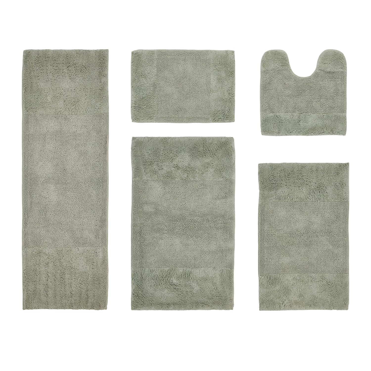 Better Trends 5 Piece Bathroom Rug Set 100 Cotton Non-Slip Washable Bath Mat Soft Absorbent Bath Rugs for