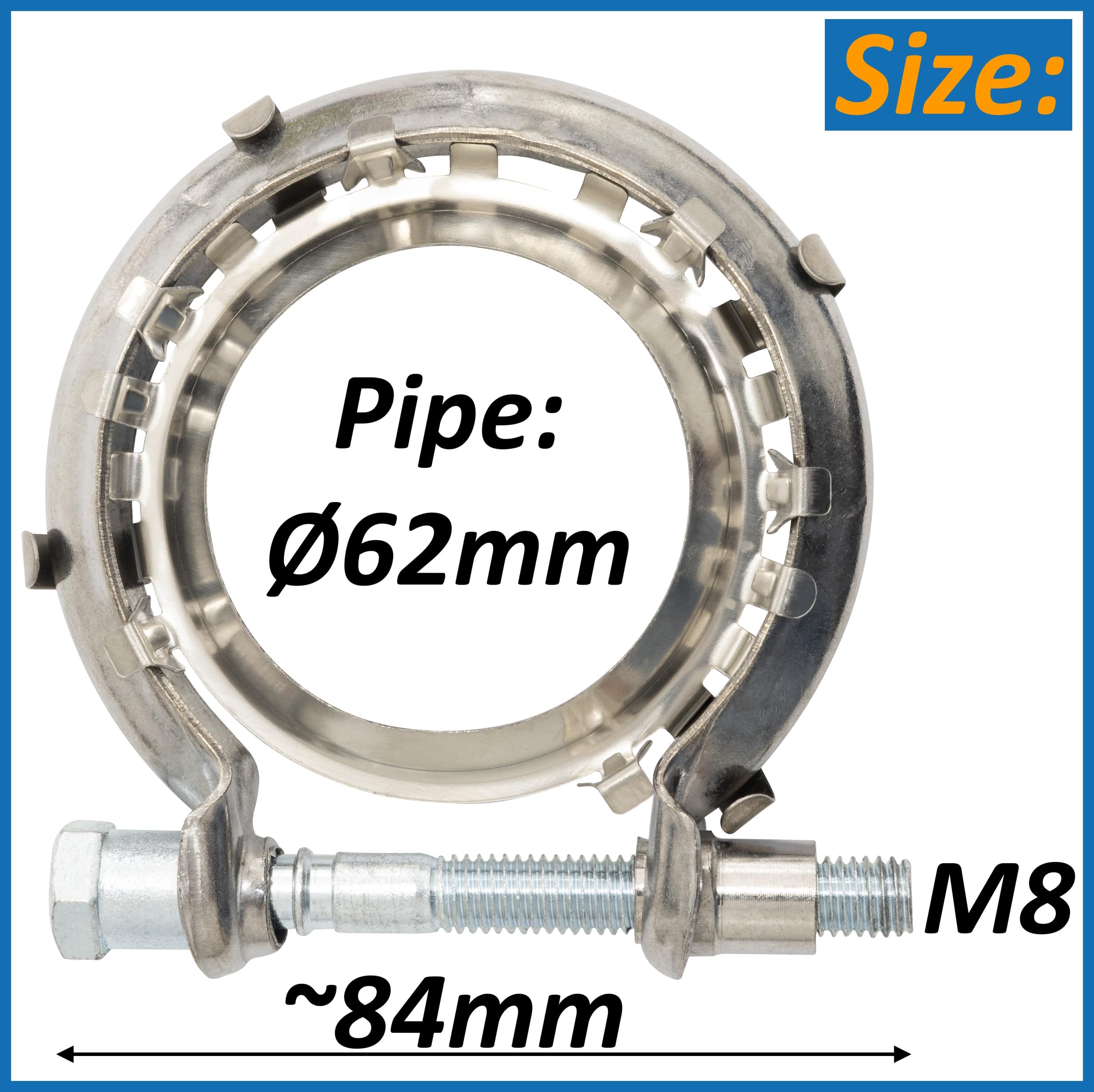 AERZETIX | Kit de collier de serrage avec joint du pot d'échappement Ø62 mm | compatible avec numéros ОЕM 2082500QAA, A6079950102, 6079950102, 208255798R