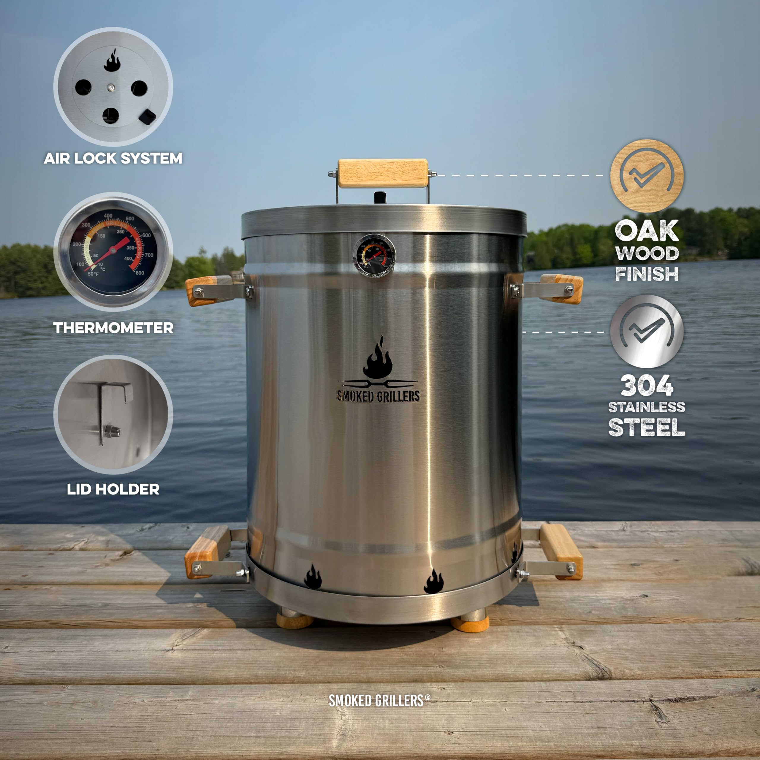 Barbacoa de Carbón sin Humo | Parrilla Barbacoa de Acero Inoxidable 304 | Barril Asador de Carne con Calor Uniforme | Barbacoa Portátil Ideal para Balcones y Patios | Fácil de Limpiar