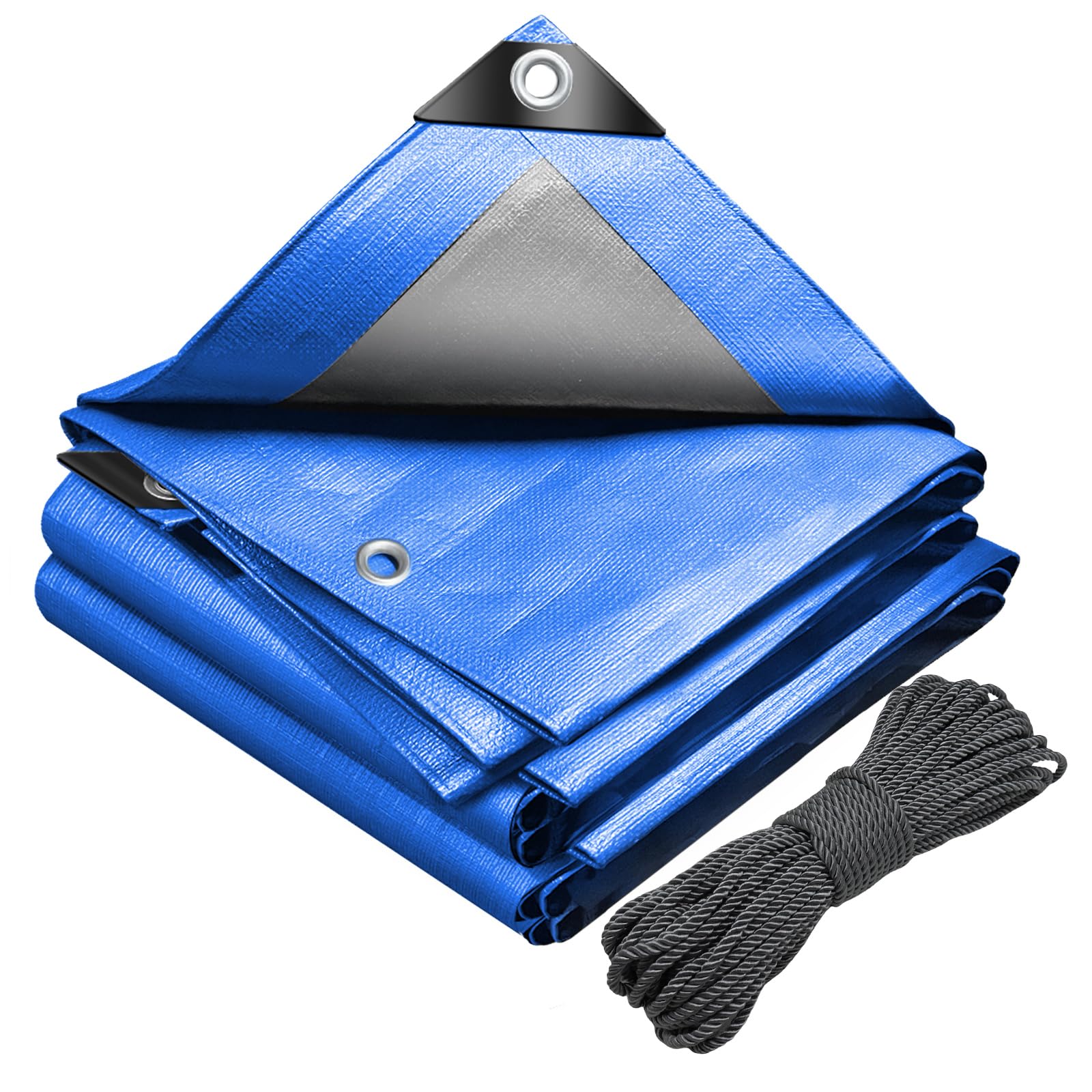 VOUNOT® 3x4m Tarpaulin Heavy Duty 180 g/m² Waterproof TarpLarge Ground Camping Sheet with Eyelets, Fixing Ropes for Outdoor Furniture Caravan Car Cover, Blue
