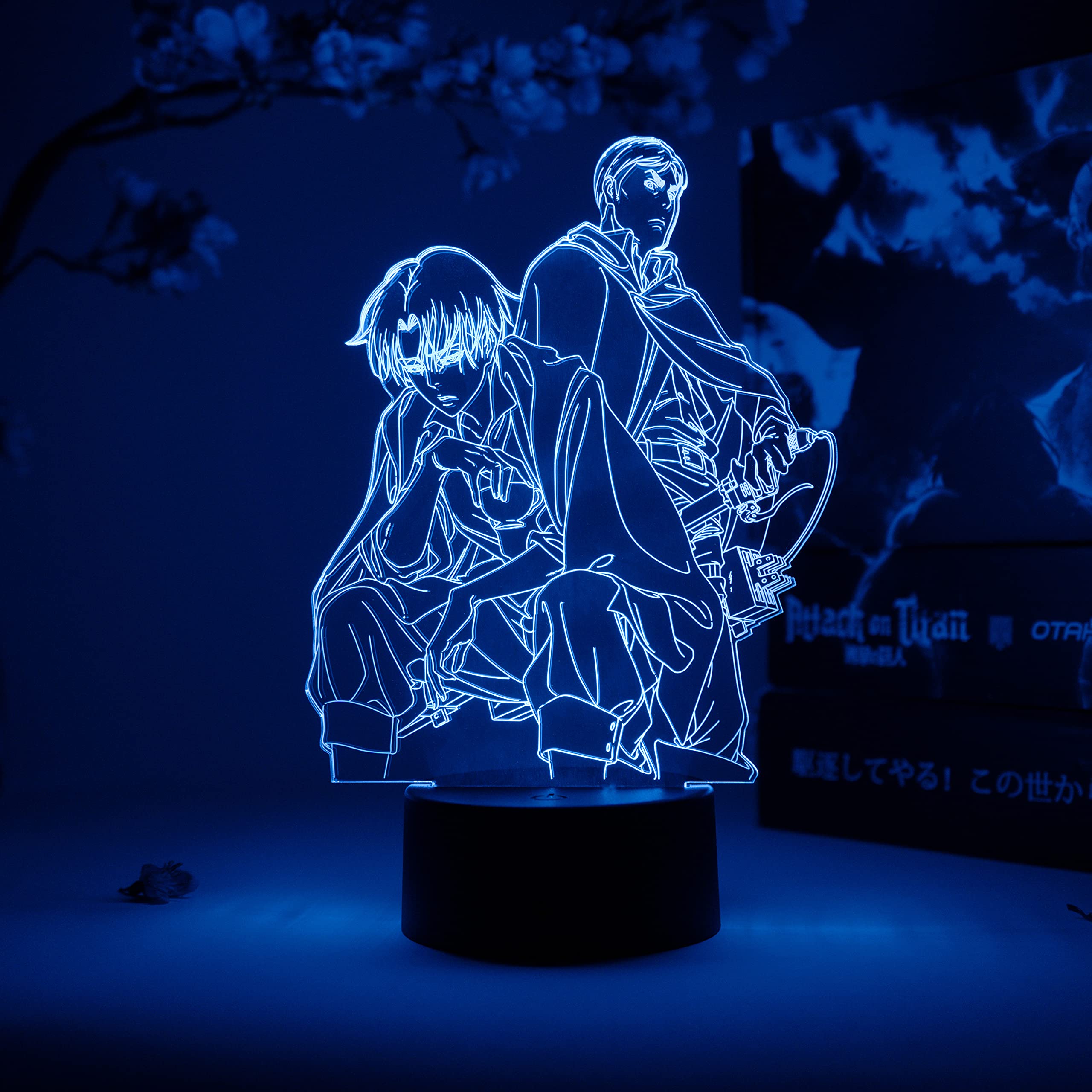 Levi & Erwin Smith Otaku Lamp – Attack on Titan – Anime Lamp Figure Night Light, 16 Color RGB LED – 