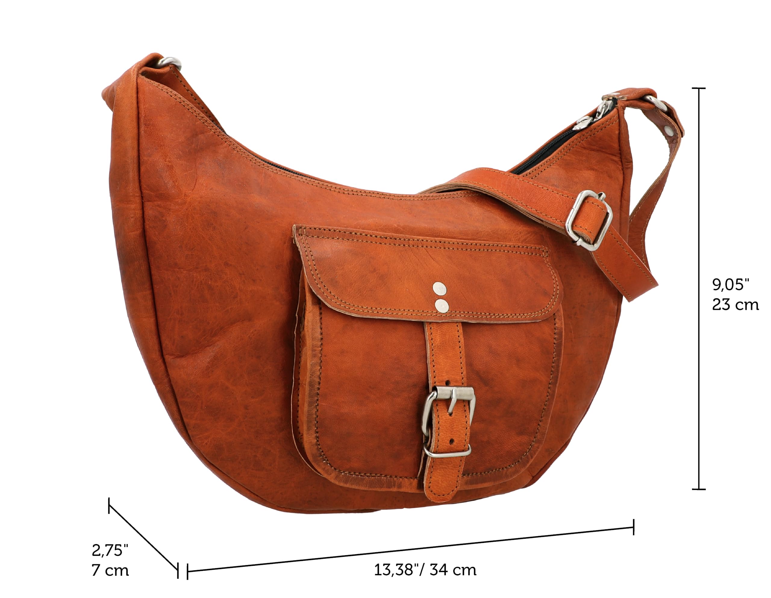Gusti Cuero nature "Mira" Bolso Bandolera Vintage Retro Mujer Cuero de Cabra Hebilla Marrón Práctico Elegante Regalo K56b