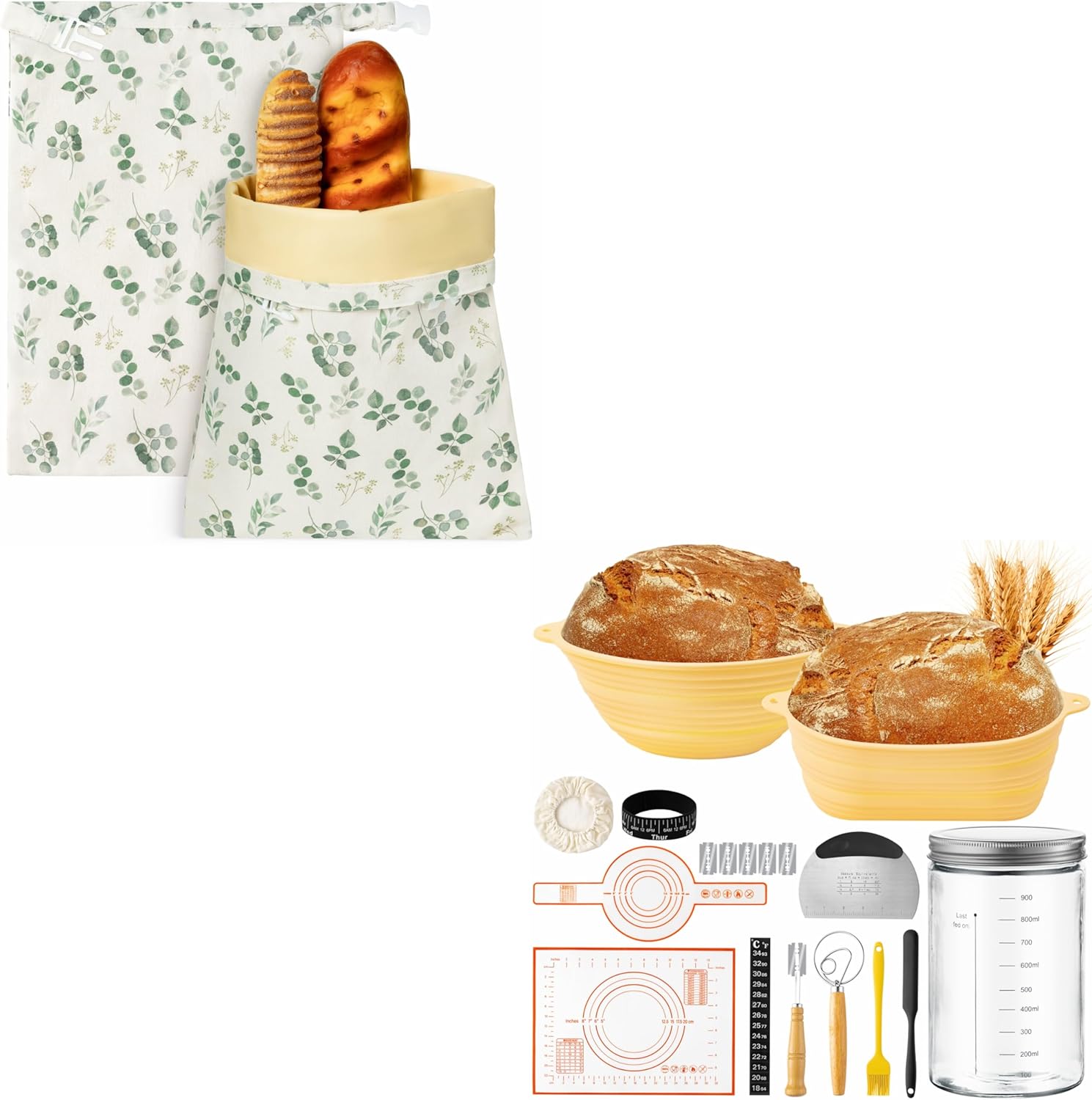 Reusable Beeswax Bread Bags and Sourdough Bread Baking Supplies