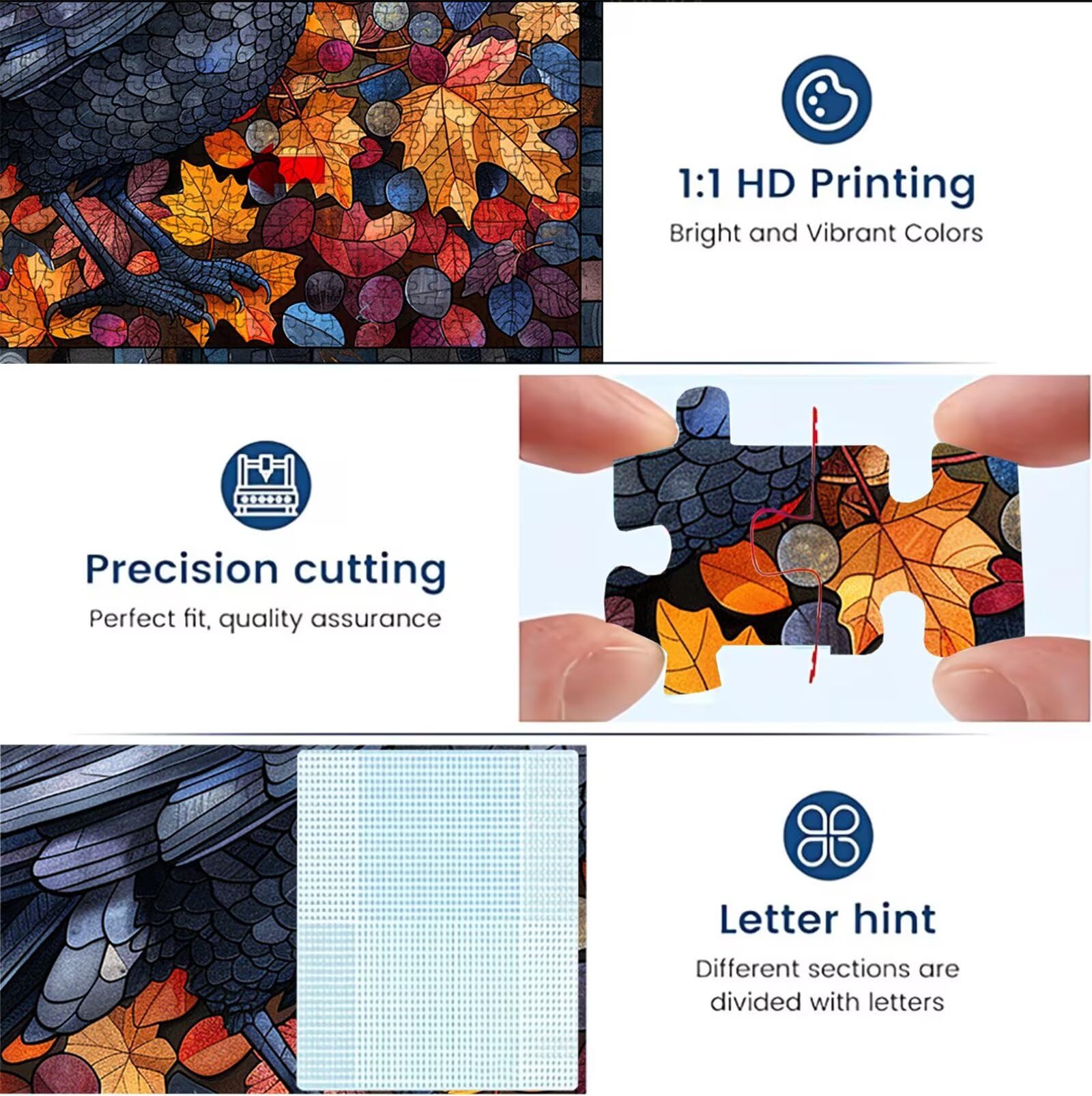 Puzzle 5000 elementów, 5000 elementów, dla dorosłych, zwierzęce, wrony, drewniane puzzle, zestaw "zrób to sam" dla dorosłych, gruby materiał i idealne uzębienia, powierzchnia bez odbić, puzzle dla