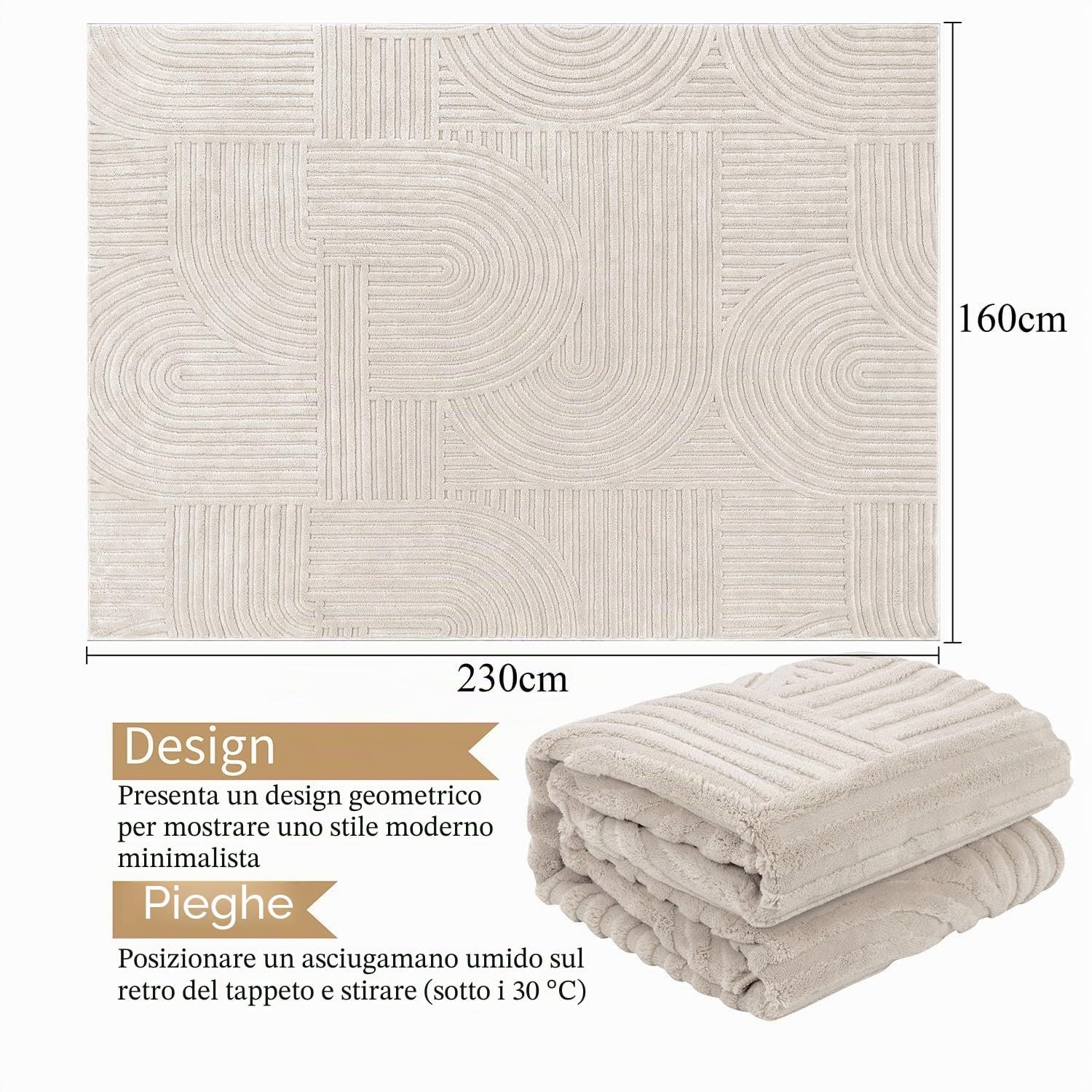 SHACOS Tappeti Moderni per Soggiorno Crema 160x230cm Tappeto Salotto Grande Morbido Antiscivolo Lavabile in Lavatrice Tappeti di Zona per Camera da Letto