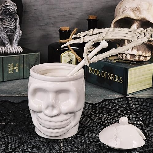 Miniatura 5 de BELL BOOK AND CANDLE Azucarero de calavera de azúcar con cuchara de hueso, 12 onzas, regalo espeluznante para el día de San Valentín, decoración