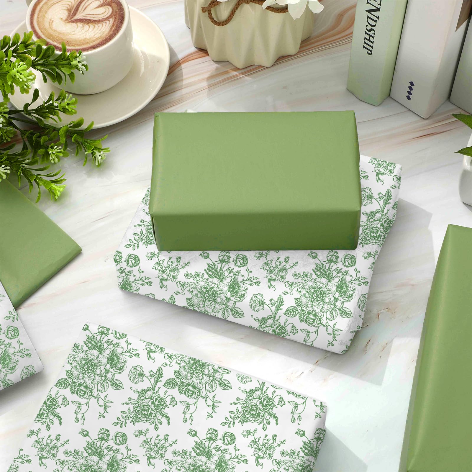 Lot De 60 Feuilles De Papier De Soie Vert Sauge - 50x70 Cm, Couleur Unie, Pour Emballage Cadeau, Artisanat, Mariage, Fêtes