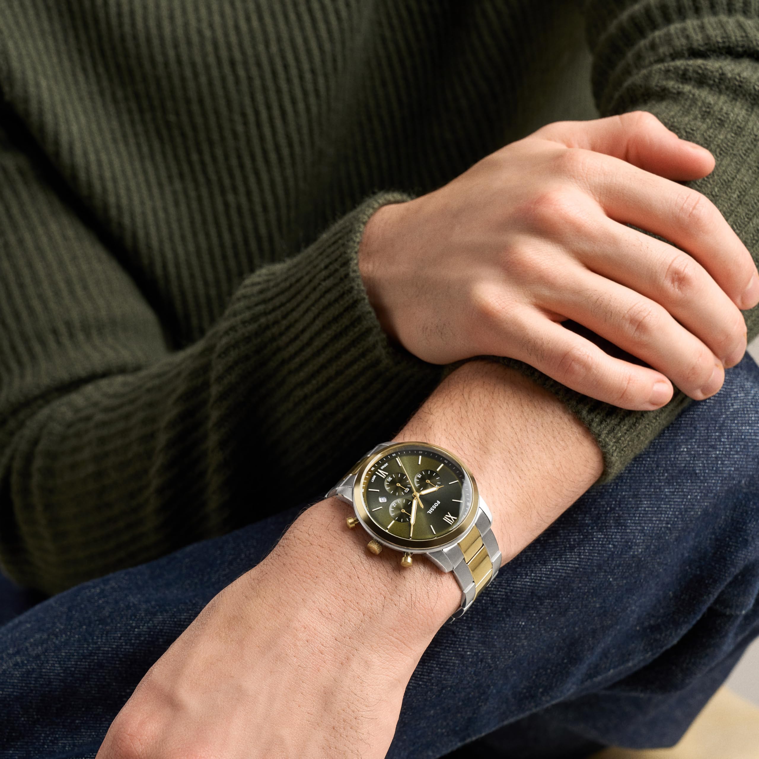 Fossil Neutra Uomo Orologio in acciaio inossidabile color argento 44MM, FS6189