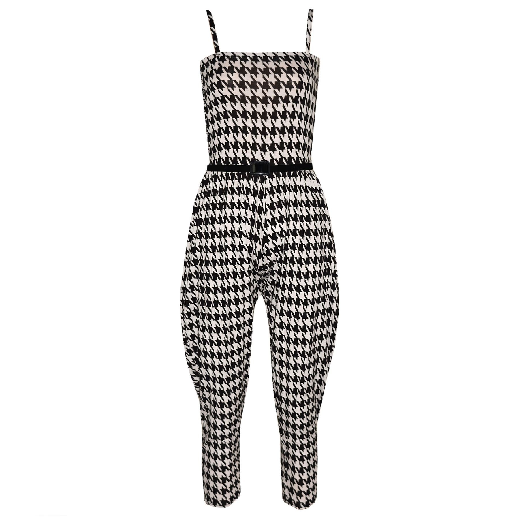 A2z 4 Kids Girls Dog Tooth Jumpsuit Stylish Floral Leopard & Tribal Print Playsuit - Jumpsuit 11-12