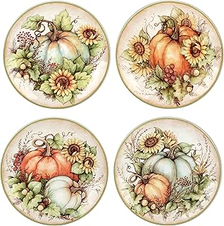 Autumn Breeze Set of 4 Earthenware Salad Plates – Perfect for salads, ap...