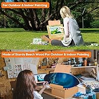 Vista 3 de VISWIN Caballete de mesa grande con caja y 3 cajones de almacenamiento, caballete de escritorio portátil ajustable de madera de haya para pintar