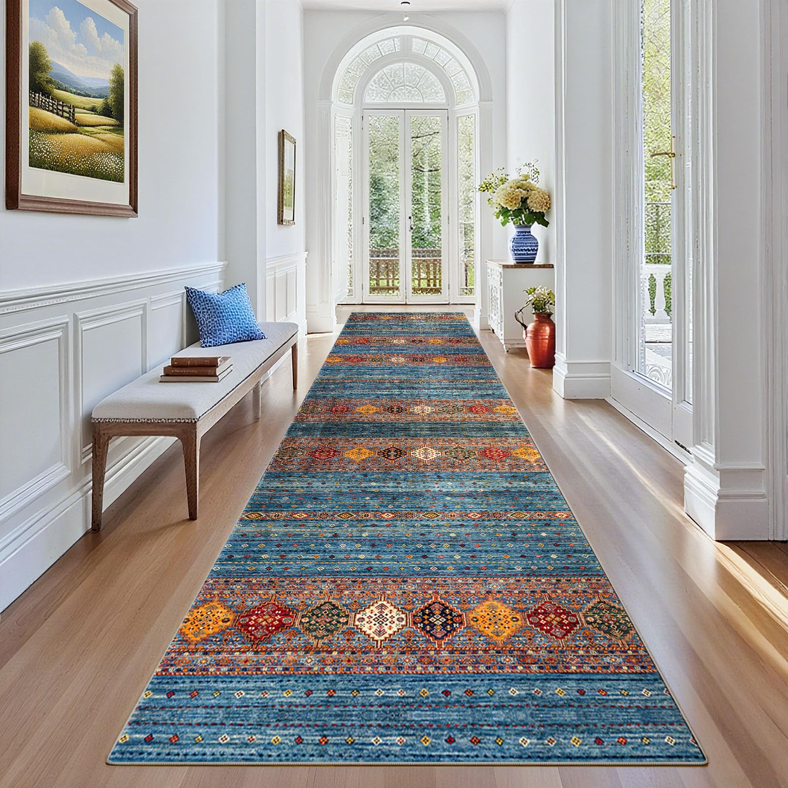 Stqyeiw Carpet Runner for Hallway 80 x 500 cm Non Slip Long Hallway Runner Rugs for Kitchen Rugs Washable Floor Mat Absorbent Door Mat Narrow Hall Runner for Hallway Bedroom Kitchen Entryway
