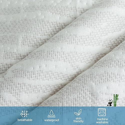 Miniatura 2 de Funda protectora de colchón tamaño Queen de 3 pulgadas, 100% impermeable, de viscosa, refrescante, con cremallera y correas ajustables, se ajusta a