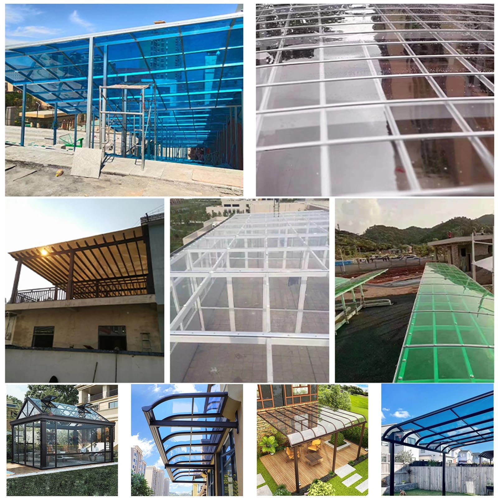 Paneles Transparentes de policarbonato de 2 mm para Techo y claraboyas, láminas acrílicas Resistentes, Cubiertas Exteriores para toldos contra la Lluvia