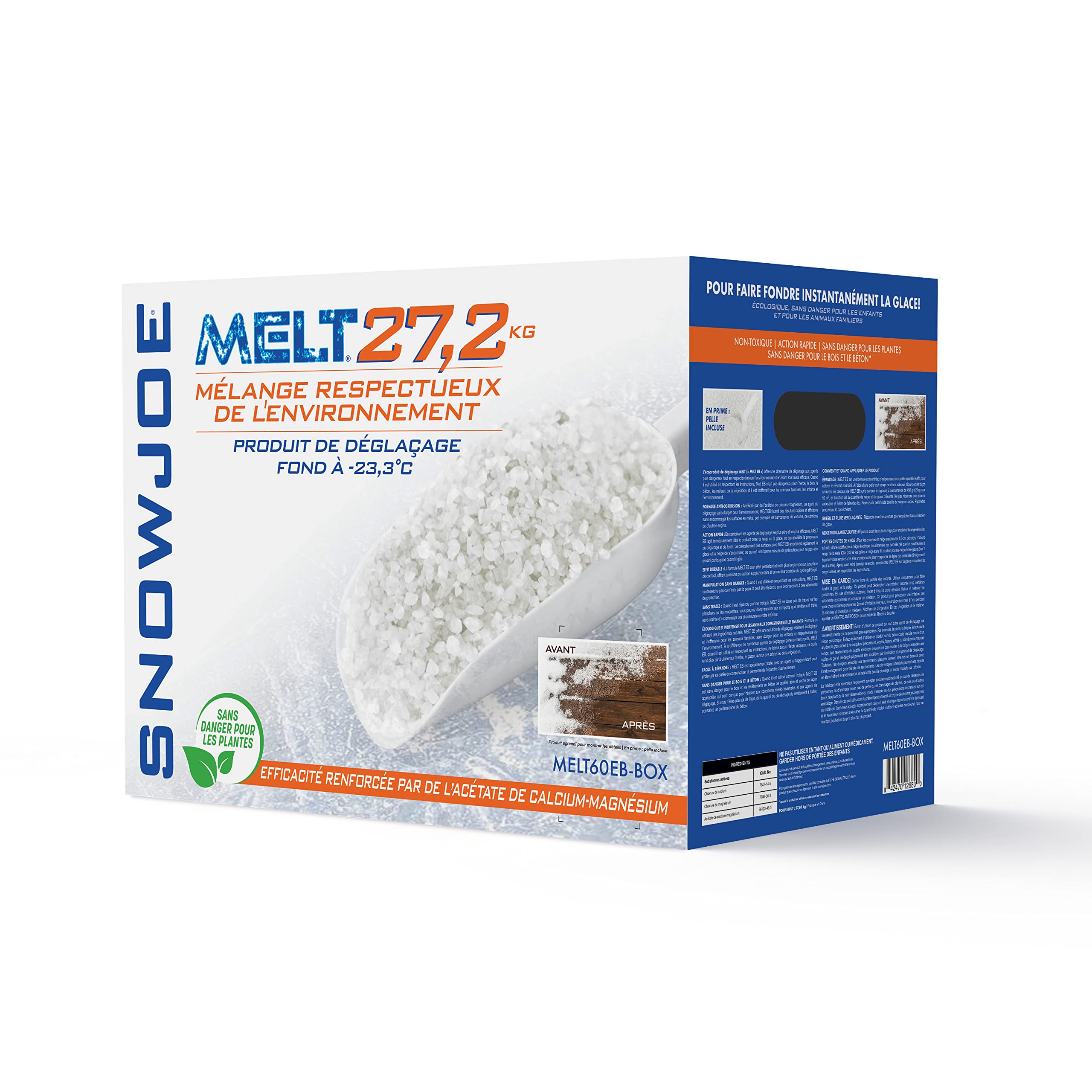 Snow Joe MELT60EBBOX 60Lb Premium EnvironmentallyFriendly Blend Ice Melter w/CMA and Scoop