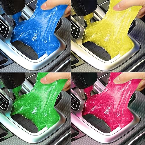HYWMLY Gel de limpieza de automóvil, 4 paquetes de kit de detalles de automóvil, suministros de limpieza de automóvil, herramientas universales,