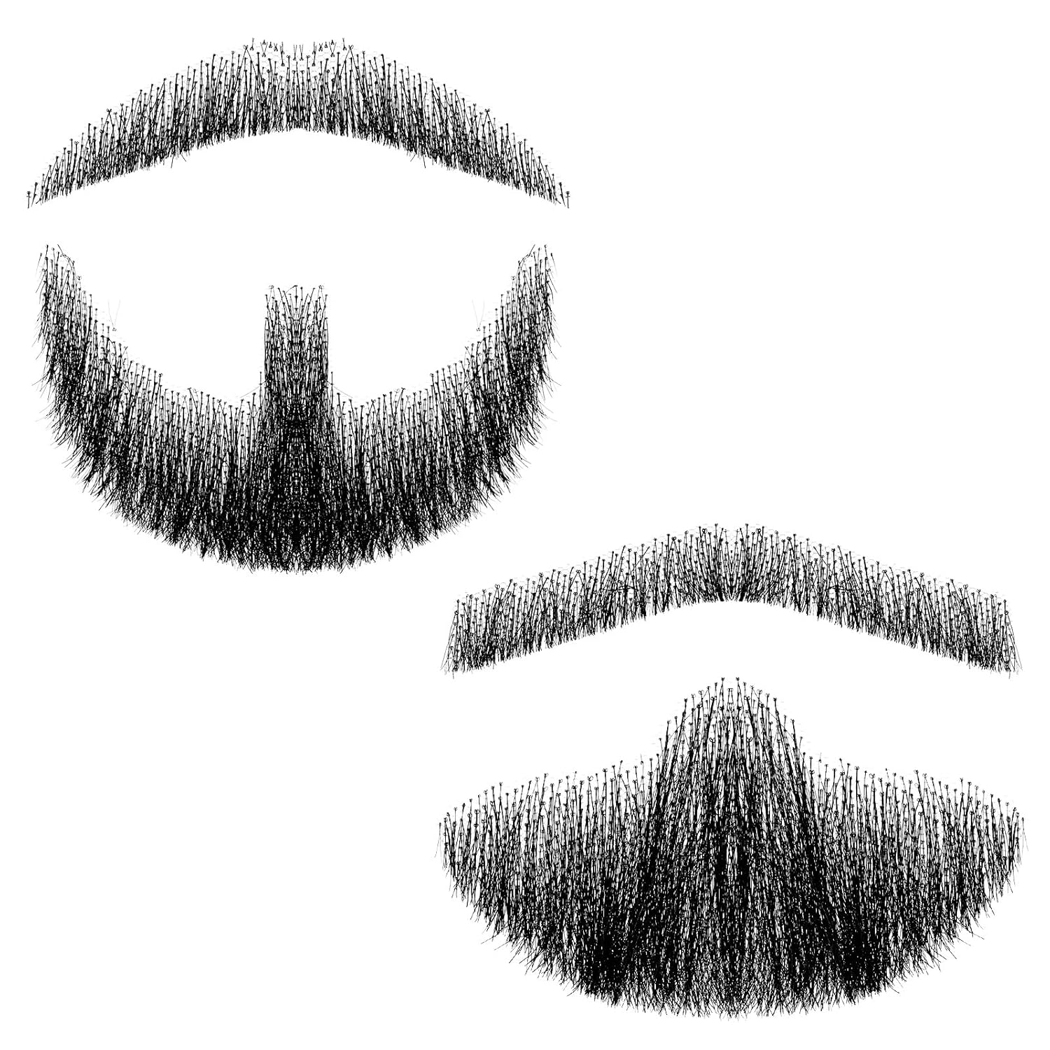 Juexica 2 Pieces Fake Beard Realistic Human Hair Face Black