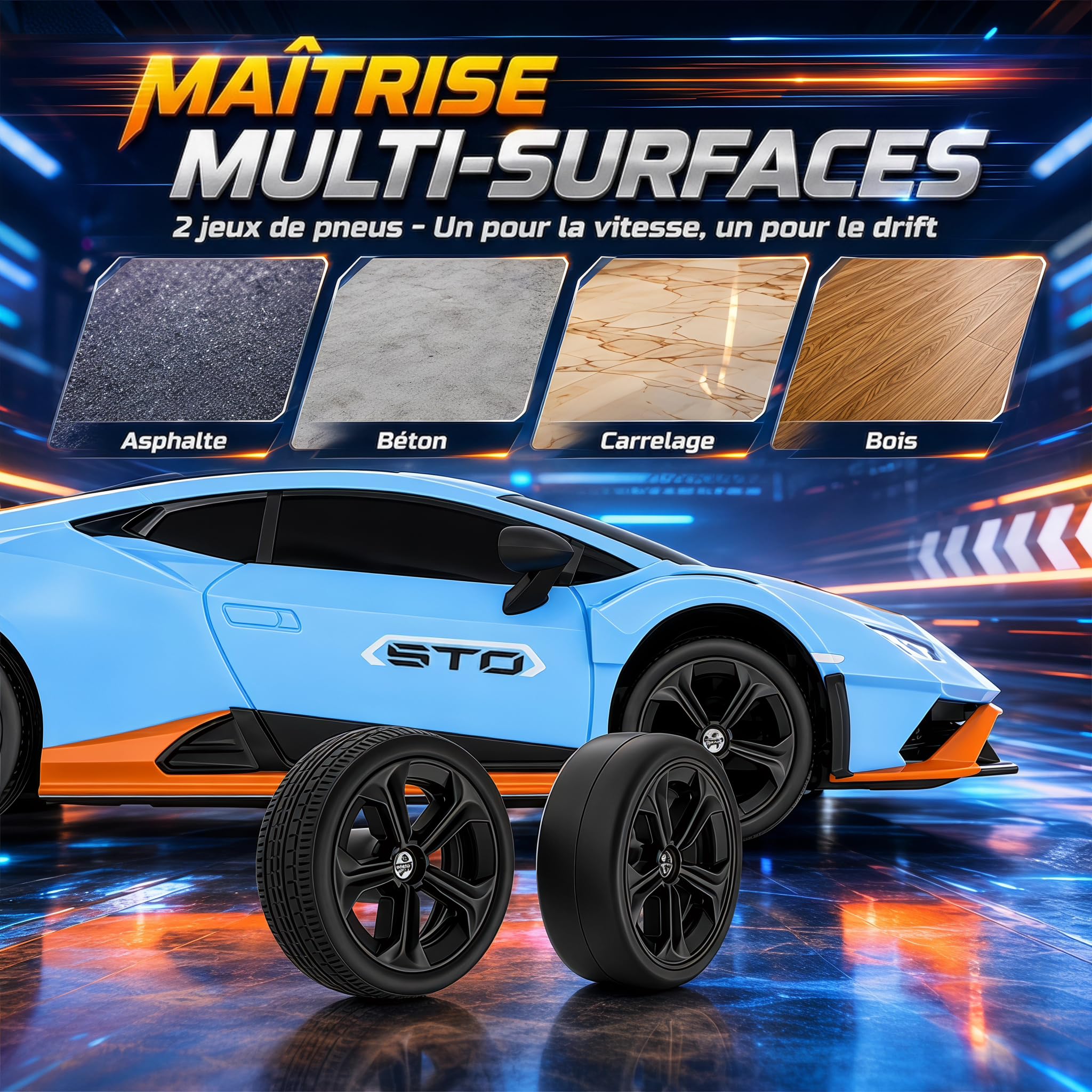 Voiture Télécommandée Lamborghini Huracán STO, Échelle 1:24 Officiellement Licenciée, Voiture Jouet Lambo Haute Vitesse 25 km/h Drift RC avec Lumière LED, Modèles 2.4GHz pour Garçons Filles Adultes