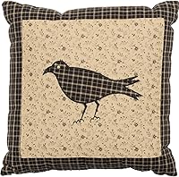 VHC Brands Kettle Grove 10x10 Crow Primitive Country Throw Pillow - Rustic Farmhouse Cotton Accent Decor