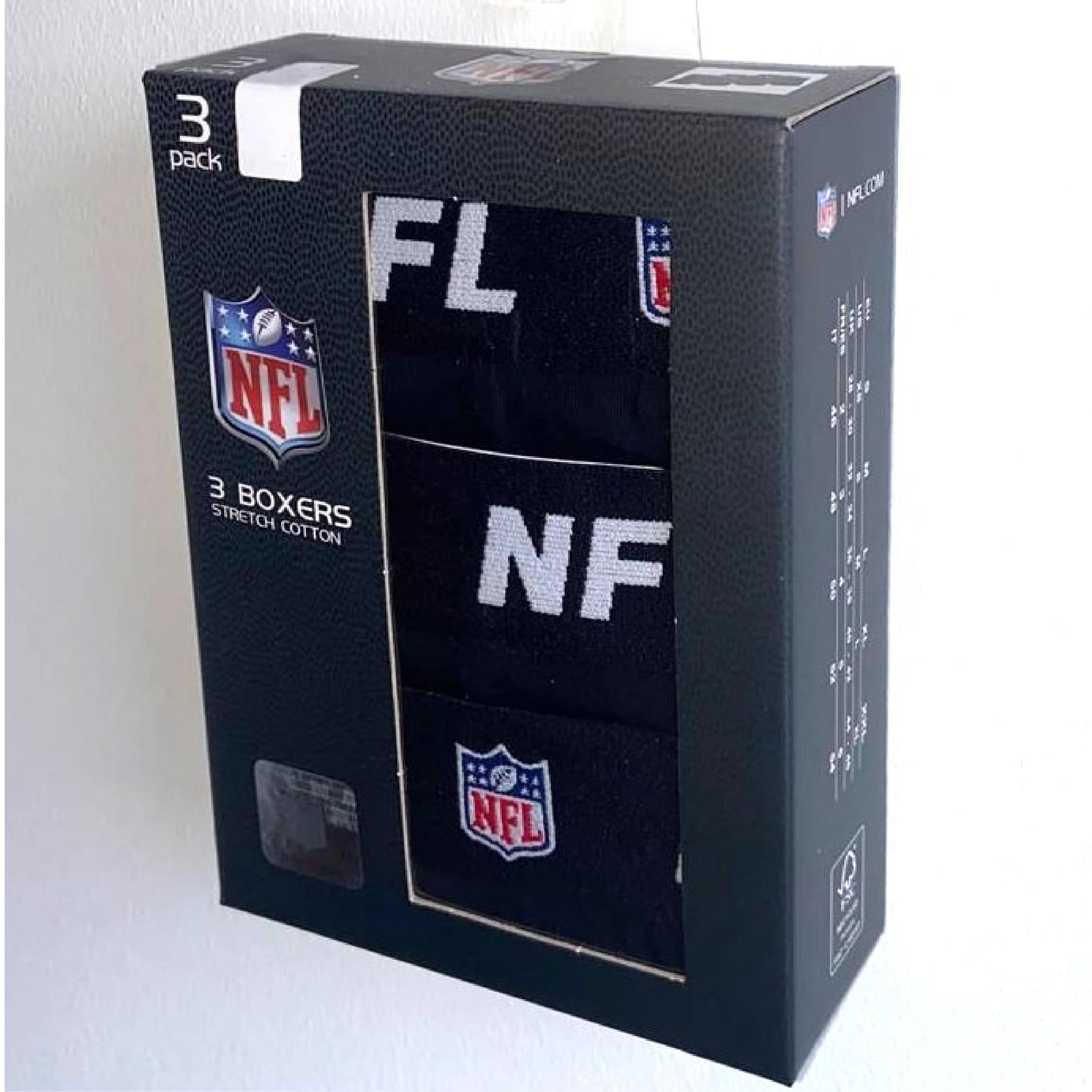 NFL SHIELD 3pk Boxers - BLK - L