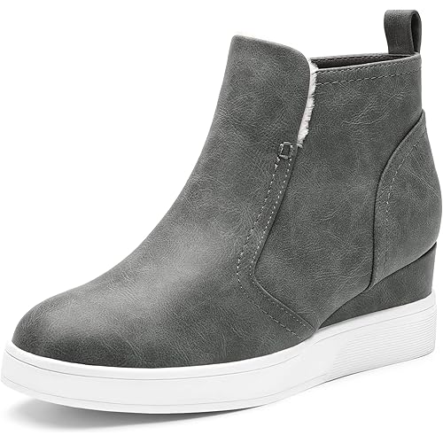 DREAM PAIRS Women’s Slip on High Top Wedge Sneakers Hidden Heel Platform Wedgie Ankle Booties