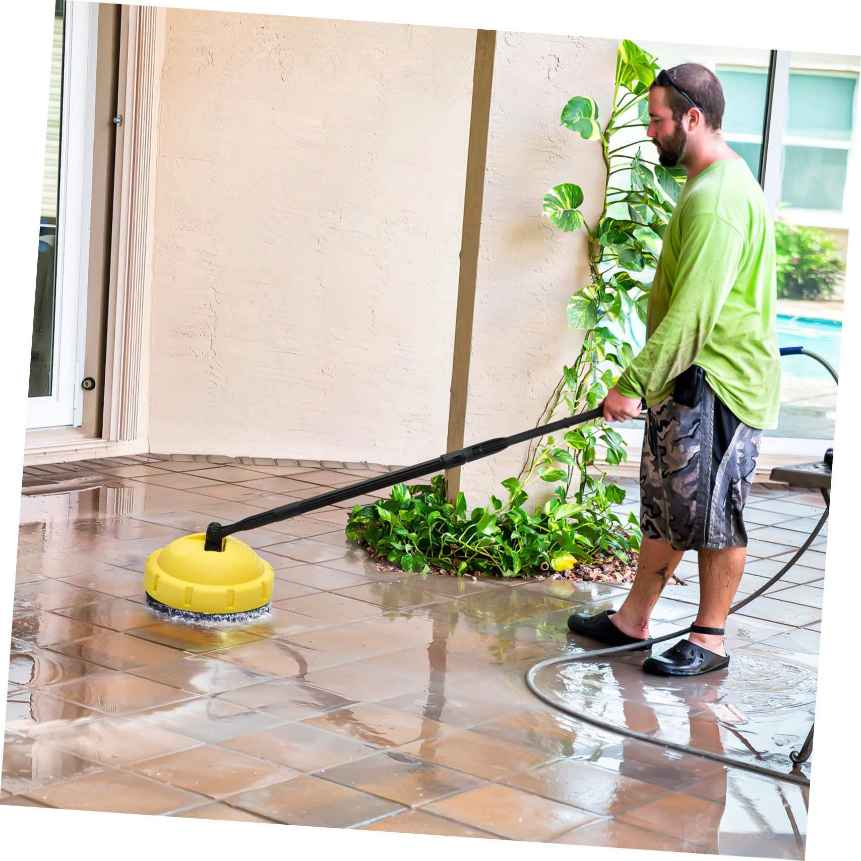 NOLITOY Hidrolavadora Rotativa para Automóviles Limpieza De Patios y Garajes [Alta Presión] [Boquilla Giratoria Plástico] Mango Largo para Superficies Planas Exteriores
