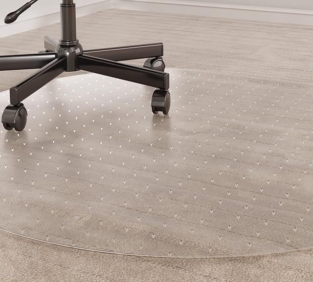 Chair Mats for Carpet Protector, Actask Round Non-slip Office Chair Mat with Studs for Carpeted Floor, Thicken and Sturdy PVC Chair Mat for Carpet Floor at Home Office, Clear, Diameter Ø 23.6' 60CM