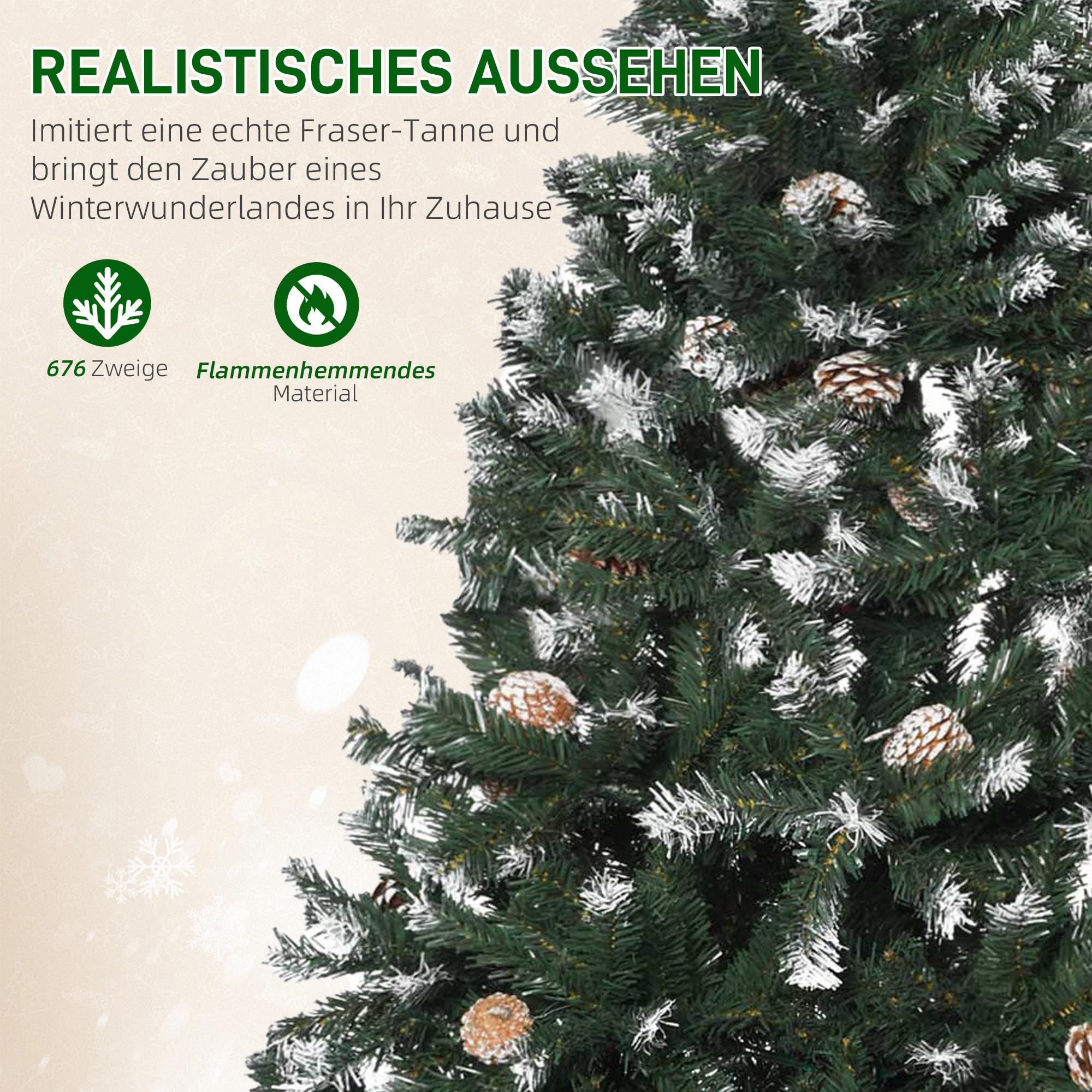 HOMCOM Künstlicher Weihnachtsbaum 150 cm 676 Spitzen inkl. Metallständer
