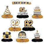 LINGTEER Happy 82nd Birthday Table Honeycomb Centerpieces Cheers to 82nd Birthday 82 Years Old Party Table Decorations Gift Sign.