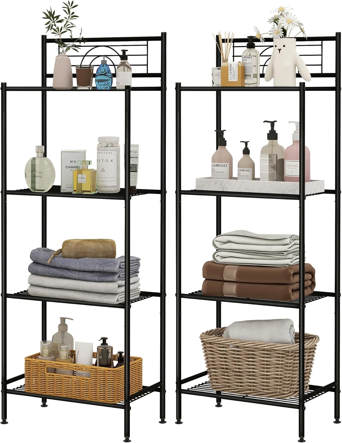 Amazon.com: MallBoo 2pcs Bathroom Stand, 4-Tier Bathroom Table Stand with DIY & Adjustable ...