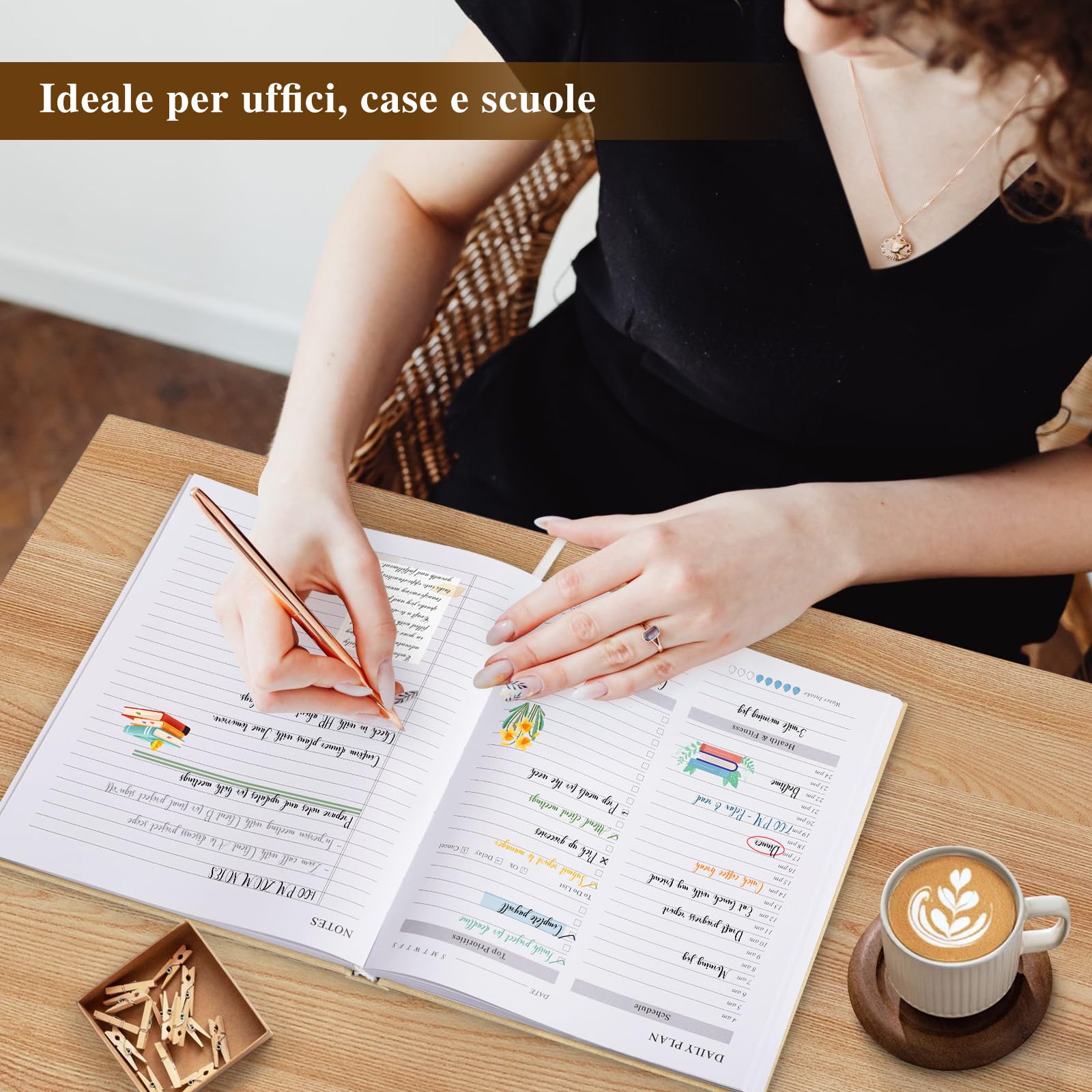 Agenda Giornaliera Lanpn - Planner Senza Data Per Organizzazione, Viola, Con Carta Premium 120 G/m² - Foto 11