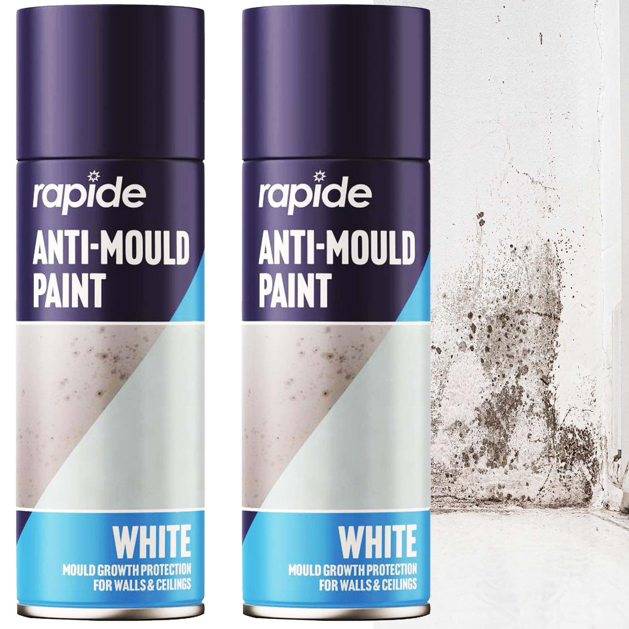 STORM TRADING GROUP Matt White Anti Mould Spray Paint 400ml Lasting Protection For Indoor Use Bathroom, Kitchen Walls & Ceilings (6)