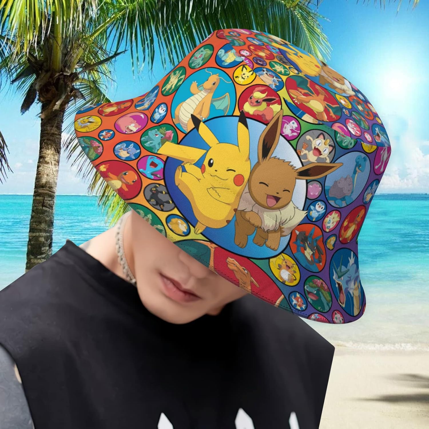 Miniatura 6 de Sombrero de cubo de dibujos animados para hombres y mujeres sombreros de cubo de anime sombrero de protección solar sombrero de pescador para