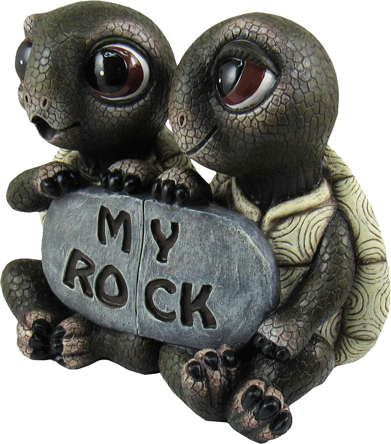 DWK - Rock Solid Love - Adorable Romantic Turtle Couple Two-Piece Figurine Best Friends Lovers Collectible Valentine's Day Gifts Office Desk Statue Home Decor Patio Garden Accent, 5.5-inch