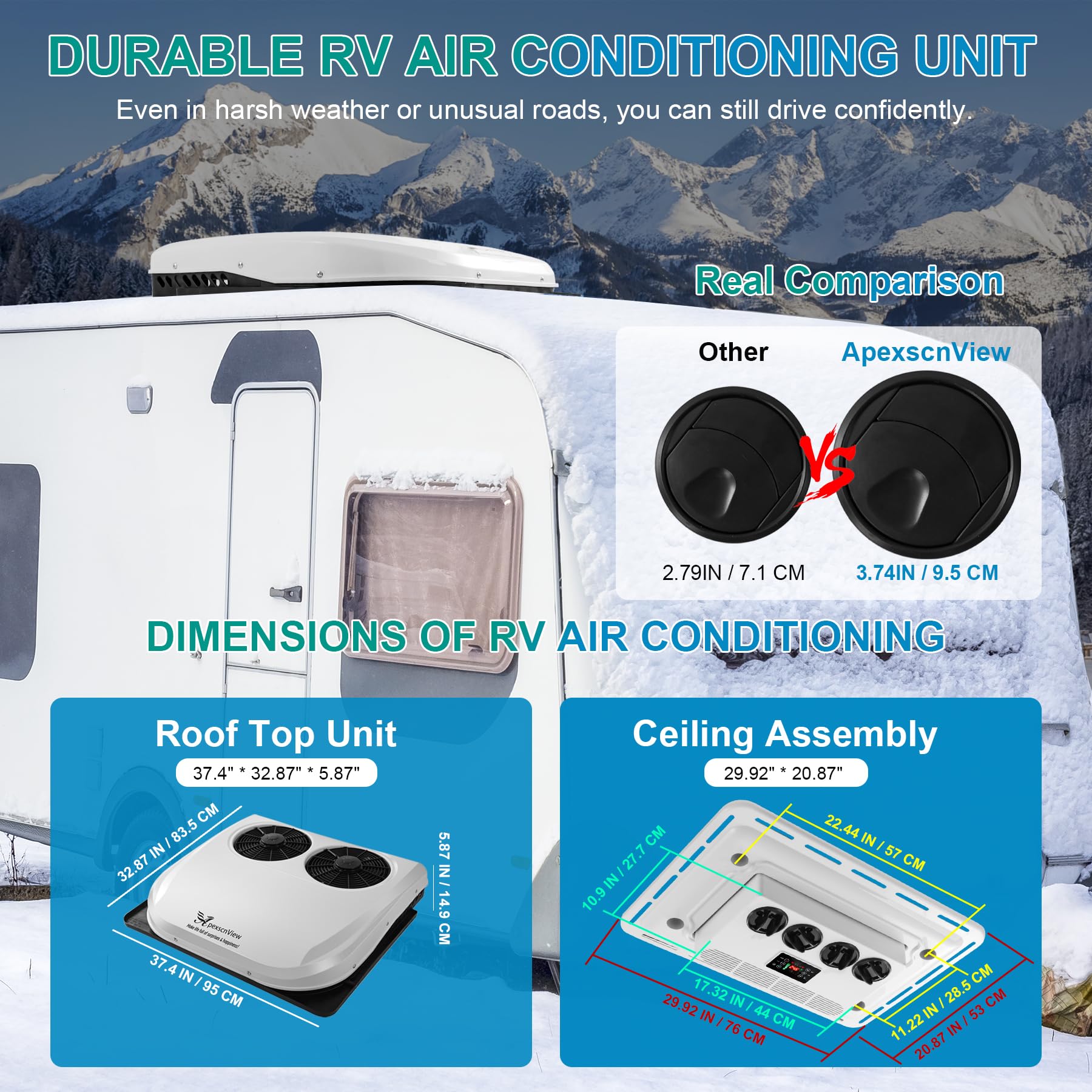 エアコン asu ! Amazon.com: 12V RV Rooftop Air Conditioners, Non-Ducted RV Air