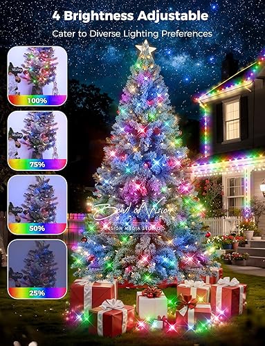 Miniatura 5 de Brightever 900 luces LED de Navidad para exteriores, 295 pies, impermeables, enchufables, con control remoto, 8 modos y 3 temporizadores, luz