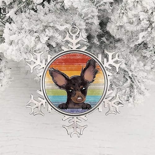 Miniatura 7 de Adorno de copo de nieve de metal, adorno de terrier de juguete ruso, acuarela, mirando a perro, mamá, mascotas, regalos de recuerdo de Navidad,
