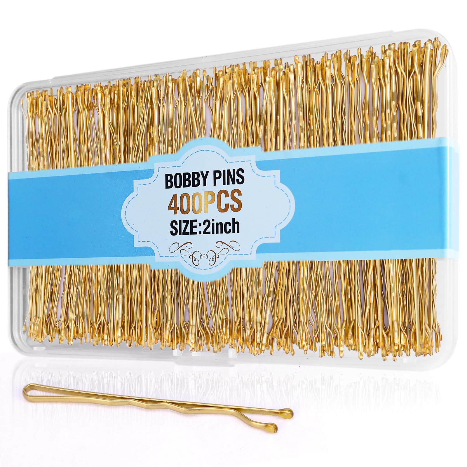 400 Ct SlideProof Bobby Pins, Metallic Blonde, High Gloss Bobby Hair Pins for Styling, Lock In Style, Comfortable, Pain-Free Hair Accessories for
