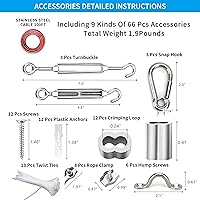 Vista 45 de Kit de suspensión de luces de globo, cable guía de luz para exteriores, cable de acero inoxidable recubierto de vinilo, incluye PVC transparente