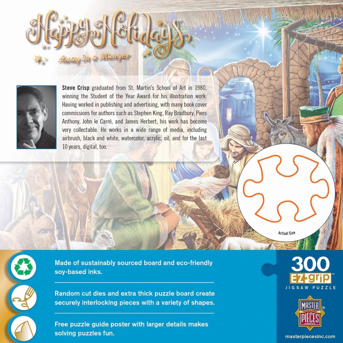 MasterPieces 300 Piece EZ Grip Christmas Jigsaw Puzzle - Away in a Manger - 18"x24"