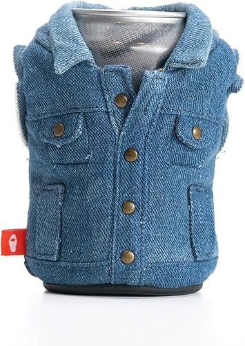 Puffin - The Denim Vest - Enfriador de latas aislado de 12 oz I Aislante de botellas de cerveza y latas de refrescos, mantiene las bebidas y bebidas