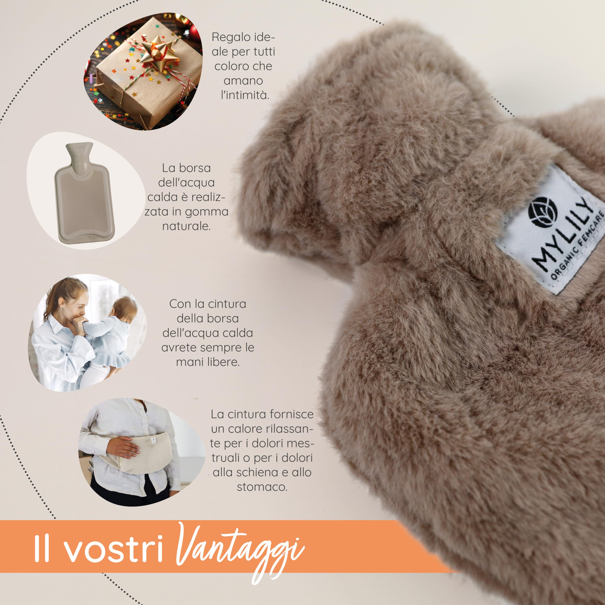 MYLILY | cintura per borsa dell'acqua calda mestruale | borsa acqua calda peluche | bottiglia di acqua calda | cintura scalda schiena e mestruazioni