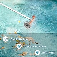 Vista 8 de Poolvio Cepillo profesional de limpieza de piscinas de piso y pared de 17.5 pulgadas con cerdas de nailon resistentes, mango de aluminio EZ Clip