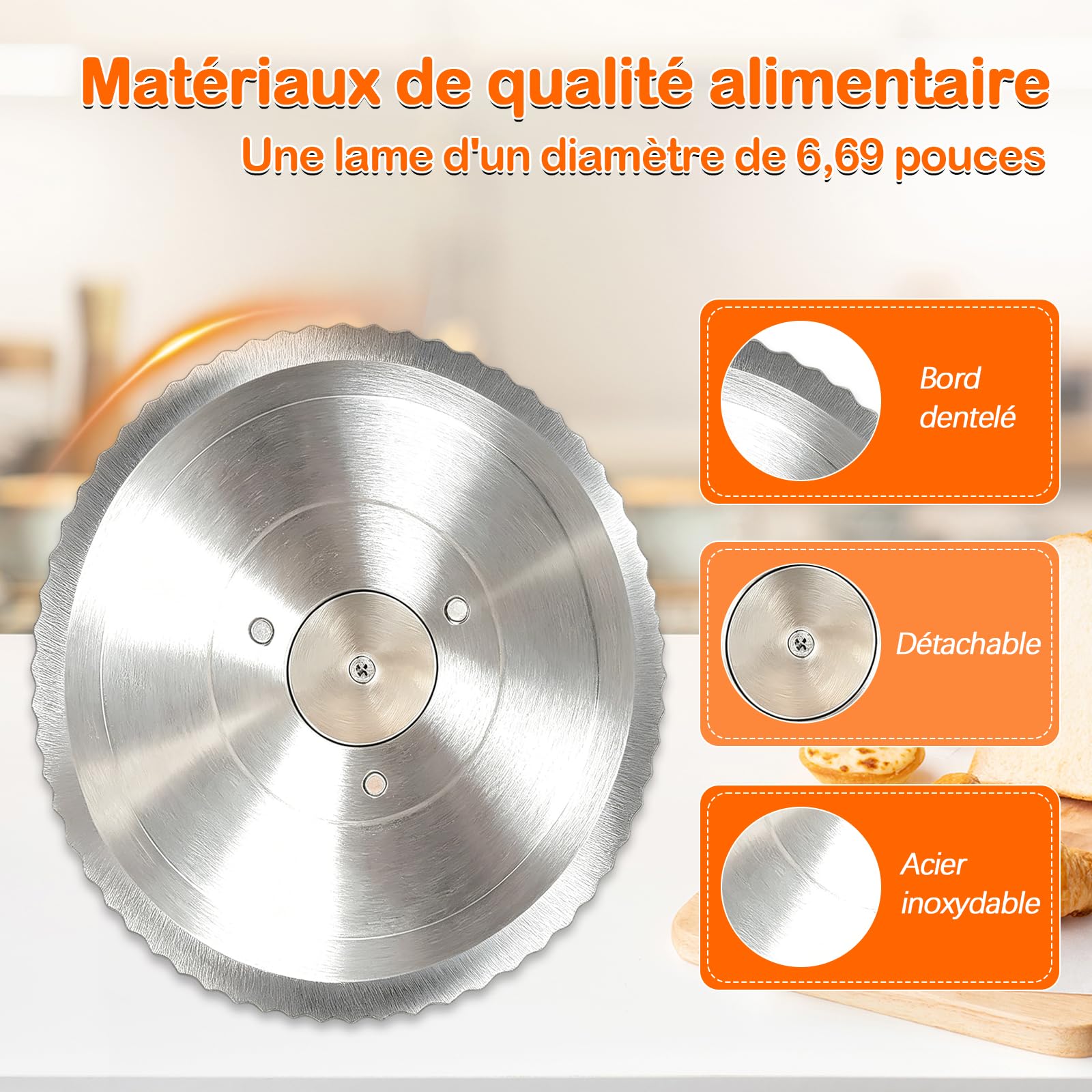 Trancheuse à Pain Manuelle Réglable 0-23mm, Coupe Pain avec Lame Ondulée en Acier Inox, Machine à Bread avec Sac Beeswax Réutilisable, Couteau de Cuisine Stable Antidérapant & Commercial Use
