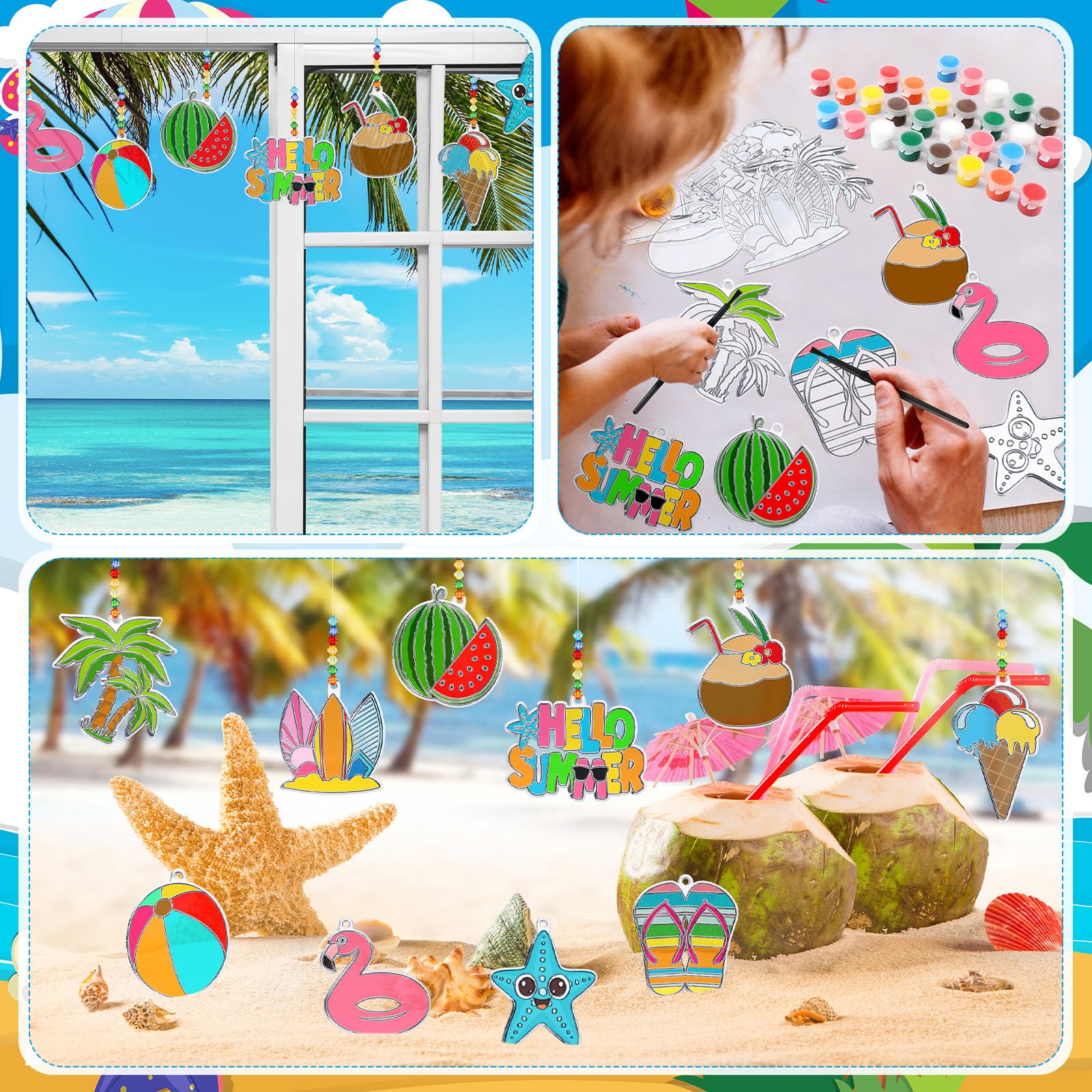 Sonwyoung 30 juegos de atrapasueños de verano, kits de manualidades que brillan en la oscuridad, kit de pintura de vidrieras para ventanas, arte para actividades de fiesta, manualidades, recuerdos de