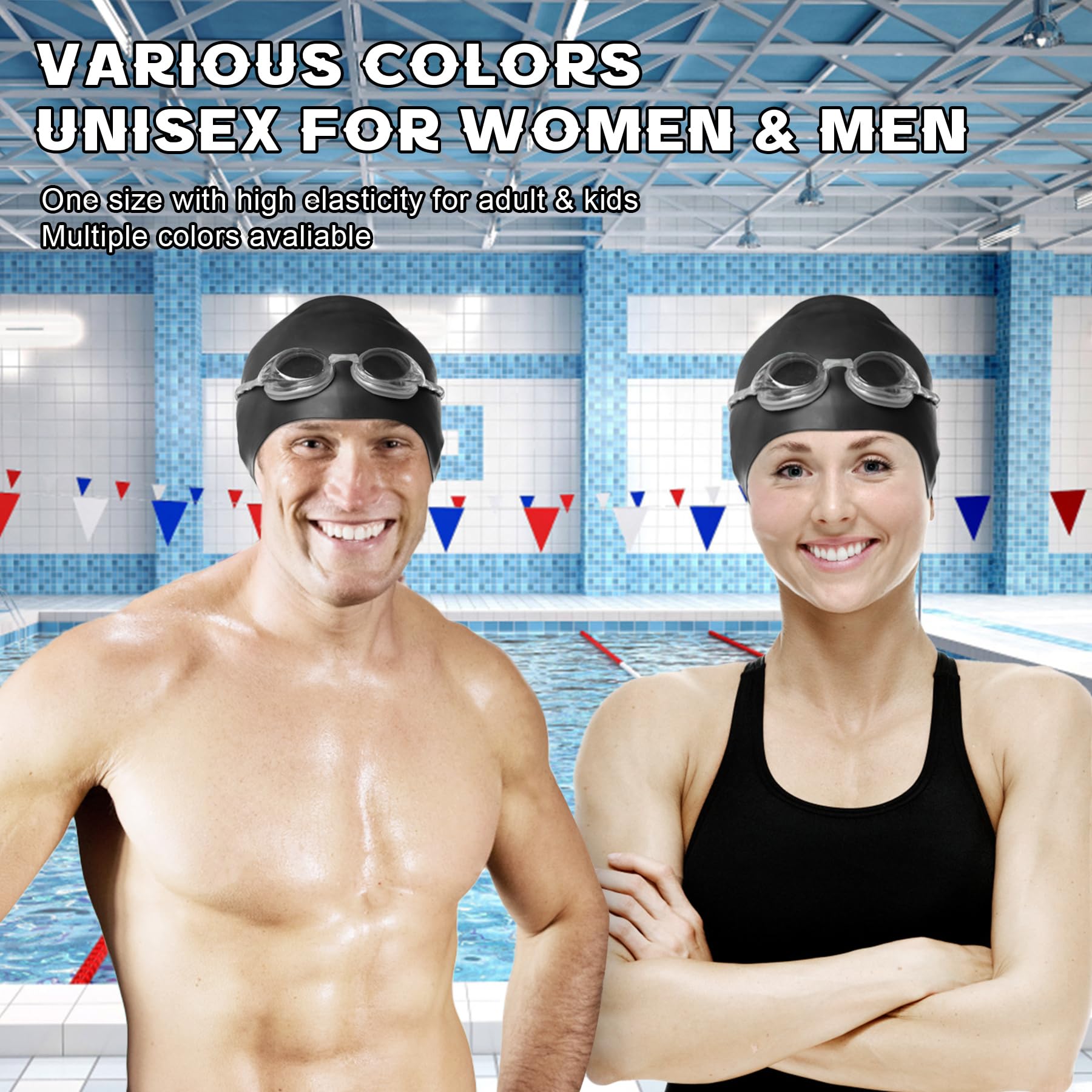 Ewanda Store Lot De 4 Bonnets De Bain Colorés Pour Homme Et