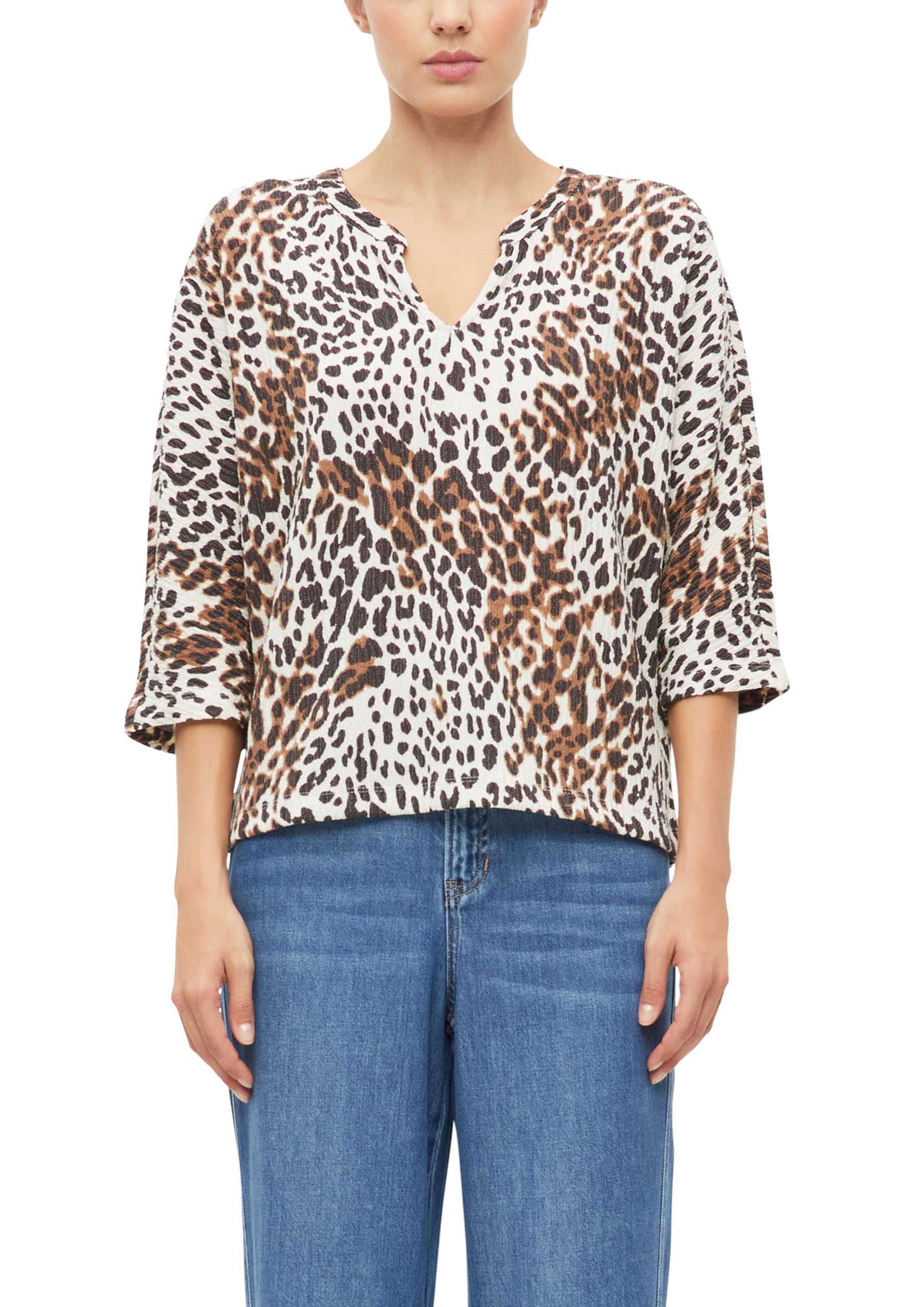 s.Oliver Damen T-Shirt – Relaxed Fit, Fledermausärmel, Strukturjersey